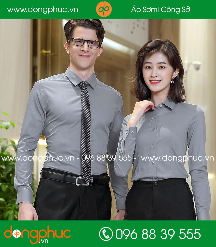  Đồng phục áo sơ mi màu ghi tối